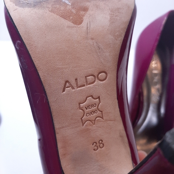🍁ALDO Patent Leather Open Toe Heels Purple Plum - Picture 10 of 15